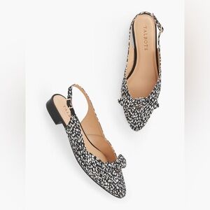 TaLBOTS EDISON BOW SATEEN SLINGBACK FLATS size 9.5